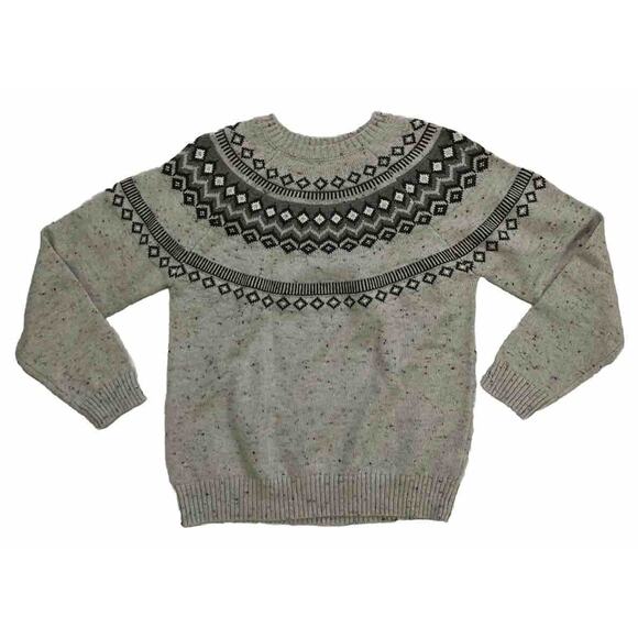 Original Weatherproof Vintage Womens Light Grey Fair Isle Sweater Size Medium - Picture 1 of 8